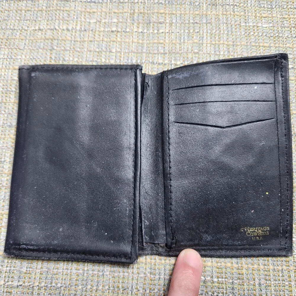 Heritage Cowhide USA Black Leather Mens Trifold Wallet Card Money Holder